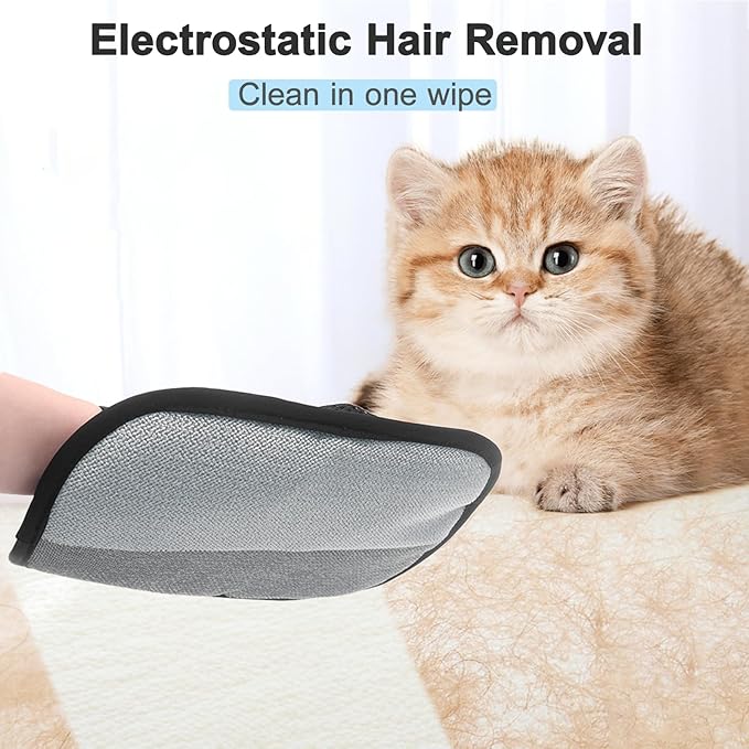 Kemodia Pet Hair Removal Glove, Reusable Electrostatic Cats & Dogs Hair Removal Tool for Couch, Furniture, Carpet, Car Seat, Clothes 1PCS