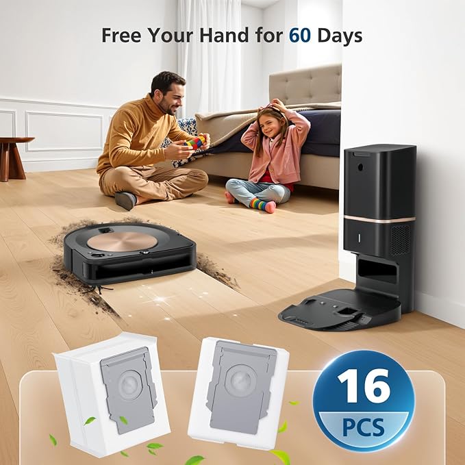 16 Pack Vacuum Bags for iRobot Roomba 104, 105, 405, 504, 505, 705, i7+, i8+, i3+, i4+, i5+, i6+, j5+, j6+, j7+, j8+, j9+, s9+, Combo10 Max, Roomba Replacement Bgs for all Clean Base models