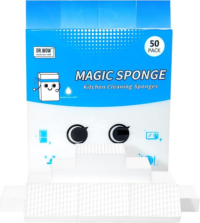 Dr.Wow 50 Ct Thick Melamine Sponges 1.18in - Sink, Bathtub & Tile Cleaner(Ultra-Durable)