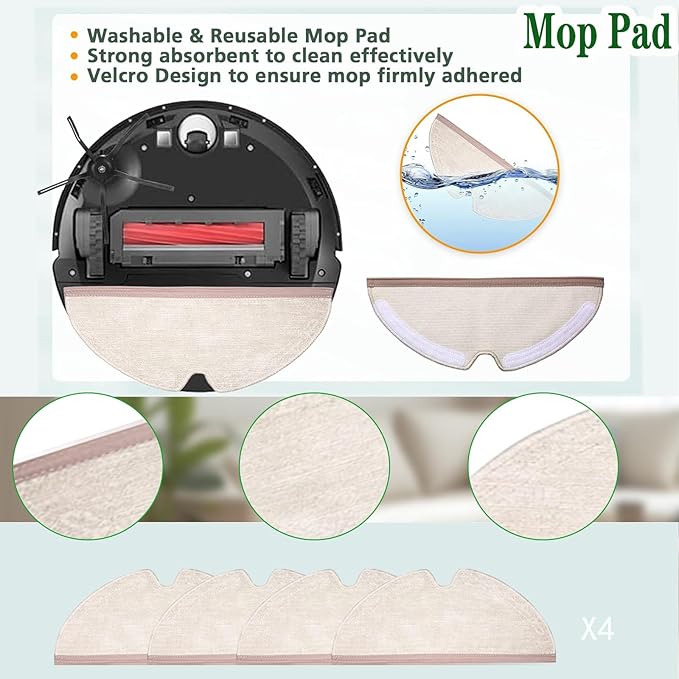 DovLazm 21 Pcs Q7 Max Replacement Parts，for Roborock Q7 / Q7+ / Q7 Max / Q7 Max+ Vacuum Cleaner Accessories Kit, 1 Main Brush, 4 Filter, 4 Mop Pad, 6 Side Brush，6 Vacuum Bag