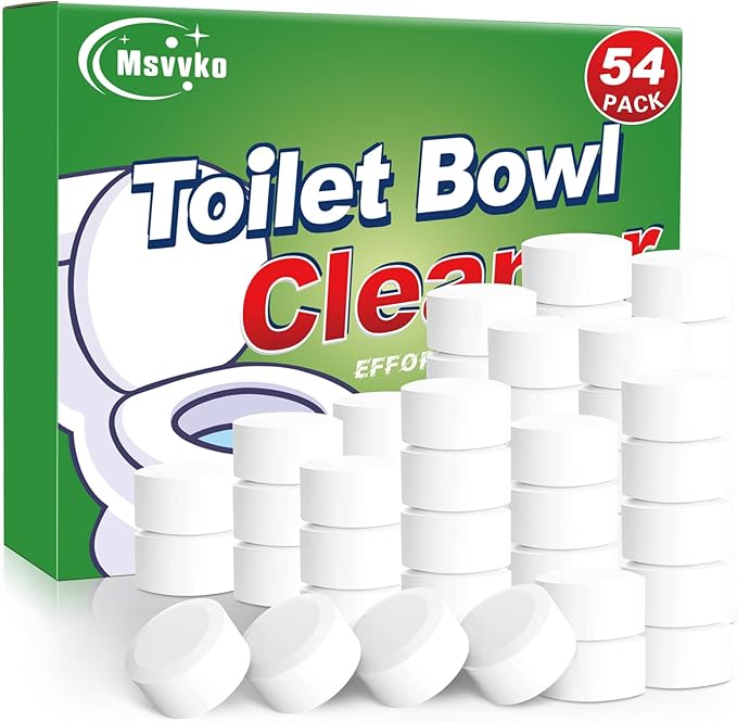 Msvvko Toilet Bowl Cleaners Bleach Tablets 54 PACK, Automatic Toilet Tank Cleaner, Bathroom Cleaner Against Tough Stains, No Scrubbing, Continuous Clean, Sparkling Fresh