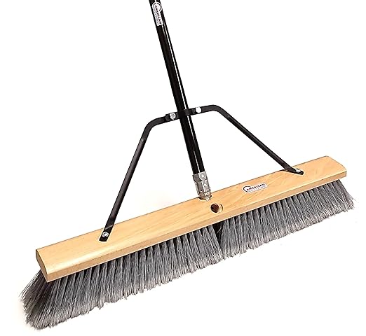 American Select Tubing Pbma24004 Heavy Duty 24" Multi-Surface Push Broom with Silver/Black Handle