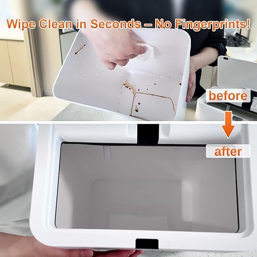 9L/2.4Gal Touchless Bathroom Trash Can, 0.2s Motion Sensor Auto-Close, IPX5 Waterproof Slim Design for Kitchen/Office, Silent & Space-Saving