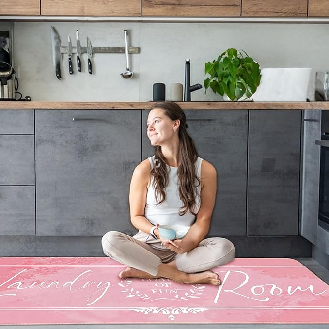 Laundry Room Rug Runner 20"X47" Non Slip Farmhouse Mats Organization and Washable Floor Long Rugs for Laundry Room Accessories Mudroom Kitchen Bathroom Area Rugs Decor