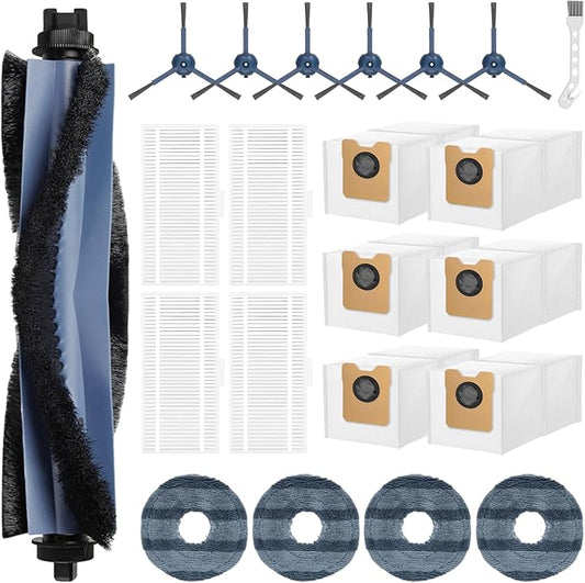 22 Pack C20 Omni Replacement Parts Accessories for Eufy C20 Omni Robot Vacuums kit, 1 Roller Brush, 4 HEPA Filters, 4 Mop Pads, 6 Side Brushes, 6 Dust Bags 1 Clean Tool