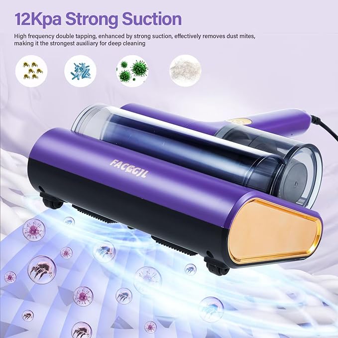 JJZNCLLEN Mattress Vacuum Cleaner uv sanitizing, 16kpa Mattress Vacuum Cleaner Powerful Suction, Handheld Couch Cleaner Machine Deep Cleaner for Bed Cleaning, Sheet, Fabric Sofa Vacuuming