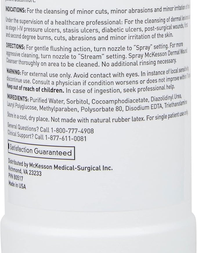 McKesson Dermal Wound Care Cleanser Spray, 8 oz [6 Count] First Aid Wash Solution for Minor Injuries, Cuts, Burns, Scrapes, Sores