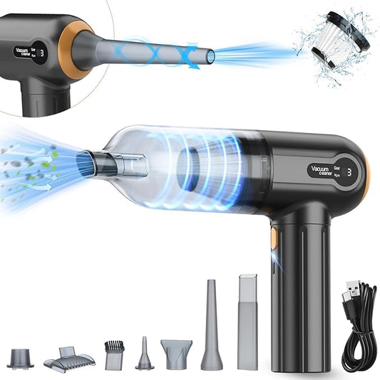 Beautiq Handheld Vacuum Cordless, Handheld Car Vacuum Cleaner 15000Pa with Air Duster, Portable Strong Suction LED Display, Rechargeable Blower Mini for Home Pet Hair Dust