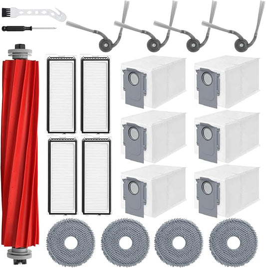 Bluevisk QV 35A Replacement Parts for Roborock QV 35A QV 35S QR 598 QR 798 Robotic Vacuum Cleaner with 1 Roller Brush,4 Mops,4 HEAP,4 Side Brushes,6 Dust Bags,1 Screwdrivers,1 Clean Brush Accessories
