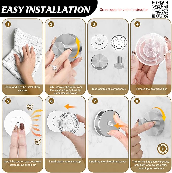 MOTAIPEAK Suction Cup Hooks for Shower,Removable Shower Towel Suction Hooks for Bathroom Wall,Kitchen,Glass,Mirror,Tile to Hang Robes,Loofah-Silver(4-Pack)