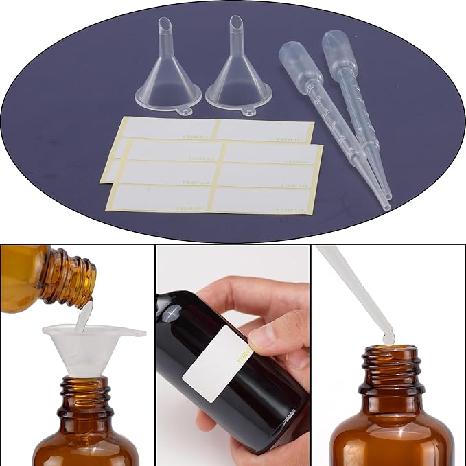 YIZHAO Amber Glass Dropper Bottle 10ml, Tincture Bottles with Glass Dropper, for Essential Oils, Aromatherapy, Cosmetic, Laboratory, Pharmacy, Liquids, Travel –12 Pcs