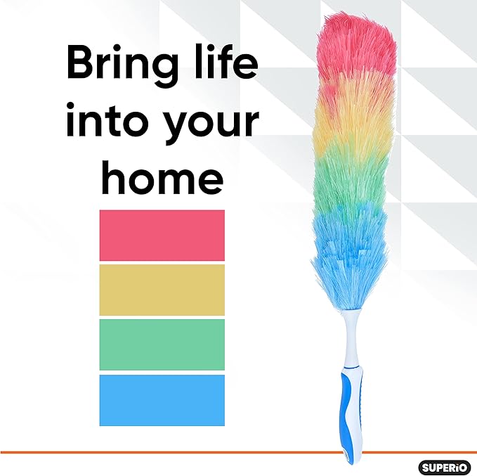 Superio Hand Duster for Cleaning, Rainbow Colored Dust Remover, Home, Office, Dust and Dirt Refresher