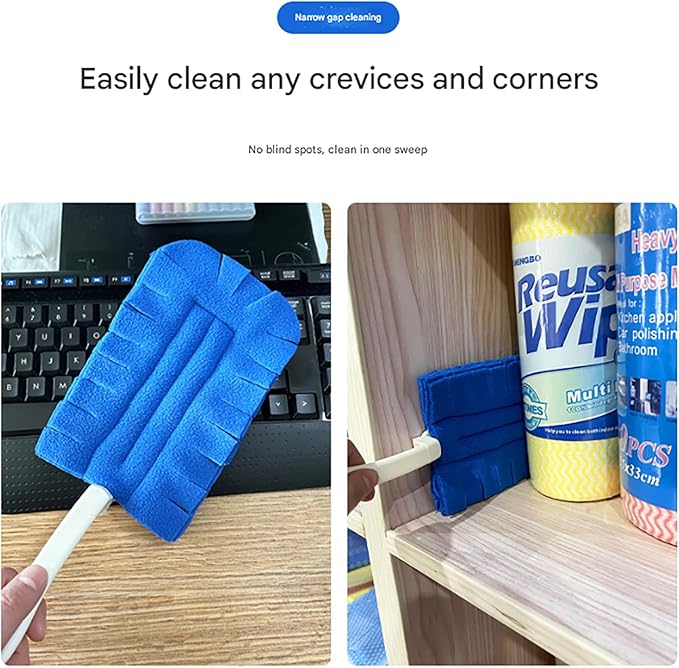 360° Electrostatic Duster Refills with Duster Handles, Reusable Duster Refills Washable Hand Duster, for Cleaning, Office, Ceiling Fan (1 Handle + 5 Refills)