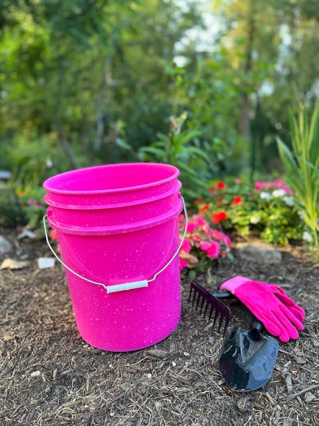 House Naturals 5 Gallon Magenta Pink Food Grade Bucket with Screw on Lid- Pack of 2- Made in USA containers