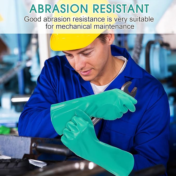 20 Pairs Chemical Resistant Gloves Heavy Duty Thick Nitrile Gloves Bulk for Cleaning, Resist Household Acid, Alkali and Oil (Large)