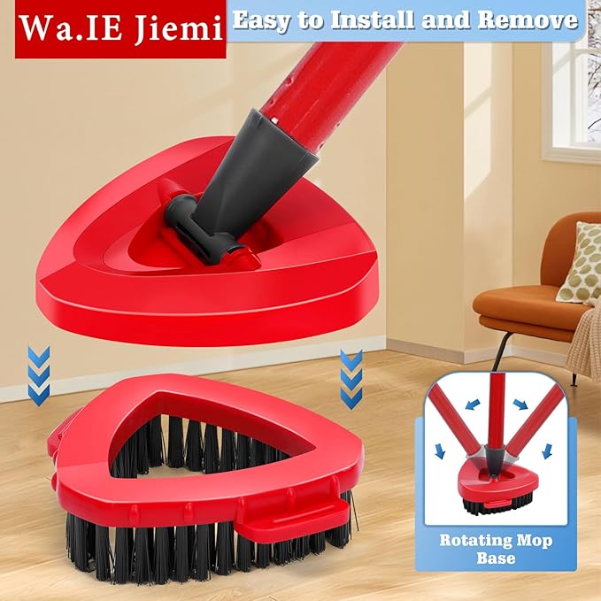 4 Packs Spin Mop Replacement Heads Compatible with Oceda RinseClean 2-Tank System, 4-Section Rotatable 30-58" Mop Handle,Mop Scrub Brush and Base Combo Set,Mop Refills Easy to Replace and Cleaning