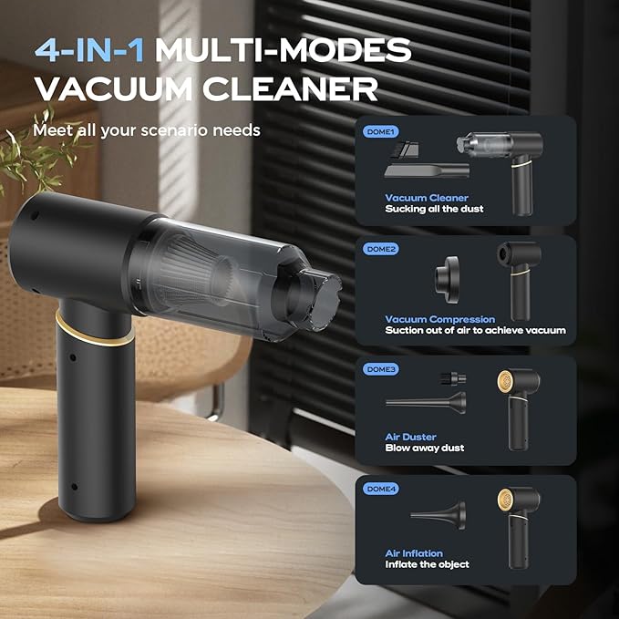 BSRCO Handheld Vacuum Cordless, 15000Pa Car Vacuum Portable with 2 Modes & HEPA Filter, Type-C Charging, 1.25lbs Lightweight Air Duster for Pet Hair, Car Interior and Home Cleaning