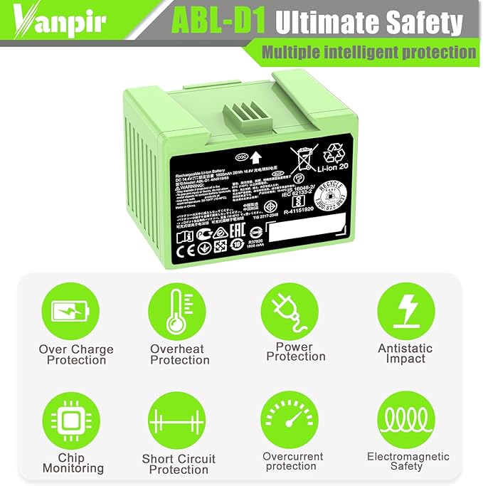 ABL-D1 Battery for iRobot Roomba i7 i7+ j7 j7+ j9 7158 7550 e5 e6 and i4 i4+ i8 i8+ Replacement Lithium Ion Battery for Roomba i and e and j Series (Not Compatible with Roomba Combo Series)