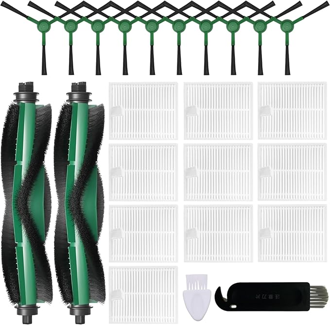 Replacement Parts for iRobot Roomba 105 Vac / Y0140 / Q0120 / Y0110 / 105 Combo / Q011 / Q0520 Robot Vacuums, 2 Roller Brush 10 Side Brush 10 Filter 2 Cleaning Tool, Accessories Kit Spare Attachments