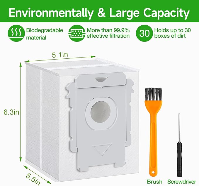 VBN 26 Pack Replacement Roomba Vacuum Bags, Compatible with iRobot Roomba 104 105 405 504 505 705 Combo 10 Max, i7+ i3+ i4+ i6+ i8+ j7+ s9+, i s j Series, All Clean Base Automatic Dirt Disposal Bags
