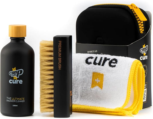 Crep Protect Shoe Cleaner Kit - Cure Premium Sneaker Cleaning Travel Kit with 3.5oz Solution, Premium Brush, and Microfiber Cloth