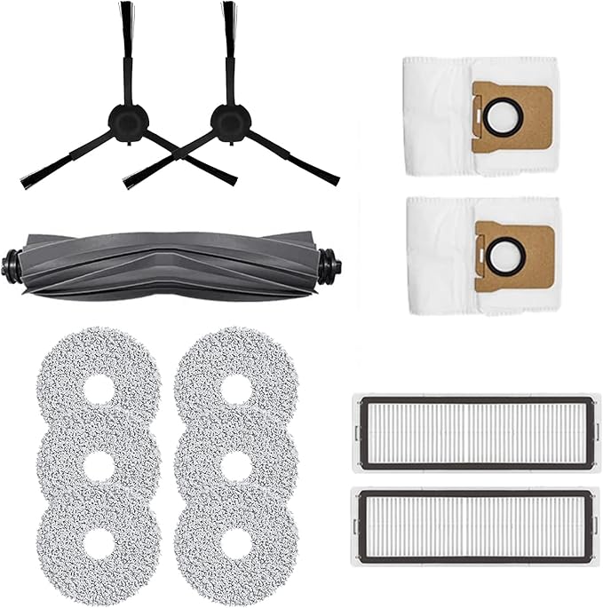 HMHAMA Main Rolling Brushes Sides Brush Mop Cloth Pads Dust Bag Filters Replacement Parts Fits for Dreame S10/x10/B101CN/Dreame Bot L10s Ultra/L10s Pro Robot Vacuum
