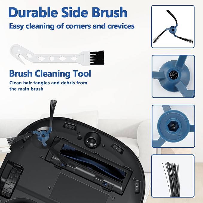 Resflyar 24 Pack X10 Pro Omni Replacement Parts for Eufy X10 Pro Omni Robotic Vacuum Cleaner Accessories Kit, 2 Roller Brushes, 4 HEPA Filters, 8 Mop Cloths, 8 Side Brushes, 2 Cleaning Brushes