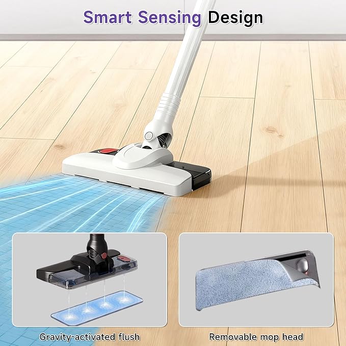 POMBEU Cordless Vacuum Cleaners for Home, Hardwood Floors Vacuum Mop All in One, Lightweight Stick Wireless Cleaner, Detachable Water Tank and Mop. Ideal for Hard Floor & Pet Hair, Mop & Vacuum Combo
