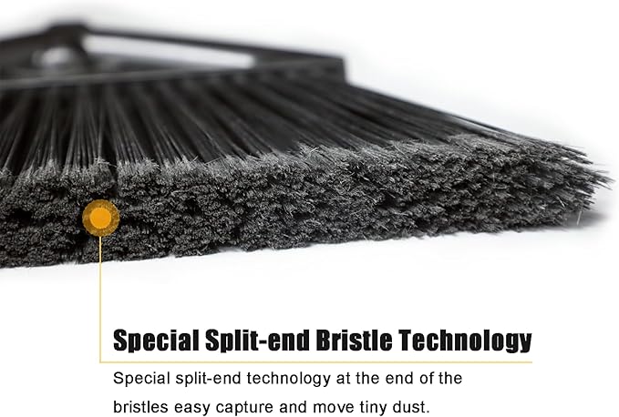 PUTNATRUE Heavy Duty Broom Outdoor Indoor, Upgraded Commercial Angle Brooms, Black Broom for Sweeping House, Restaurant, Kitchen, Garage, Courtyard