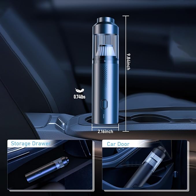 Enkarsen Cordless Car Vacuum,4-in-1 Portable Mini Handheld Vac,2 Suction Modes,16kpa Suction Power Blowing & Inflating 2 Modes,Vacuum for Car,Home,Pet Hair,Office, Desk,Keyboards (Black)