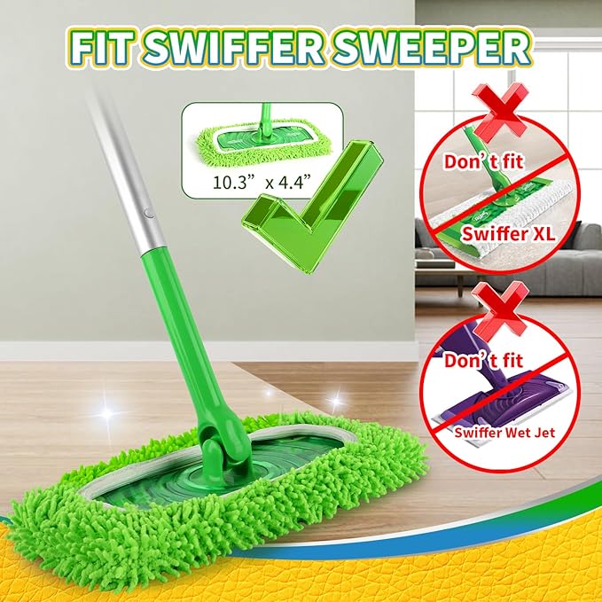 ZHAYAO 6Pcs Reusable Microfiber Mop Pads Compatible with Swiffer Sweeper, Wet and Dry Flat mop Cover, Replacement Sweeping Mopping pad Refills for Surface/Hardwood Floor Cleaning