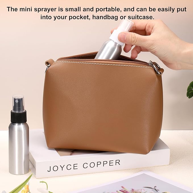 HARFINGTON Aluminum Fine Mist Spray Bottles 150ml/5oz Metal Small Liquid Alcohol Refillable Travel Container with Black Plastic Nozzle Cap for Perfume Skincare Cosmetic Storage Bottle