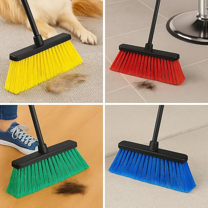 Healing Atlas LUZIA Yellow 14" Premium Broom Head – Extra Dense Soft Flagged Bristles – Deep Sweep – Universal 7/8" Thread – Recycled PP – Handle Not Included(Yellow, LUZIA)