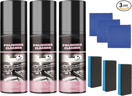 Vexoilux Car Interior Cleaner, Polishing Cleaner Detailer Spray for Vehicle Detailing, Total Vehicle Interior Detailer Spray Rejuvenation, 100ml Multi-Purpose Cleaner (3pcs)