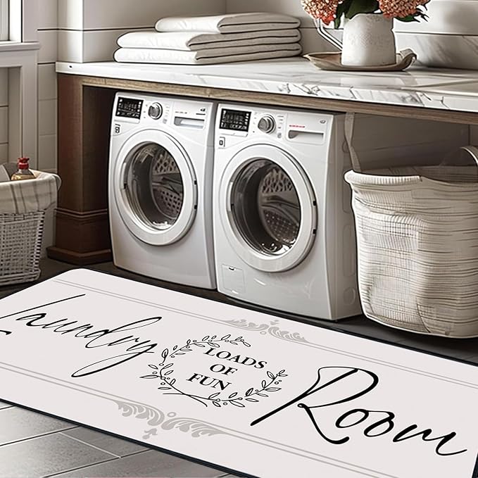 Laundry Room Rug Runner 20"X59" Non Slip Farmhouse Mats Organization and Washable Floor Long Rugs for Laundry Room Accessories Mudroom Kitchen Bathroom Area Rugs Decor