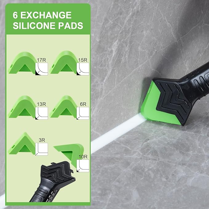 Caulking Tool 3 in 1 Caulking Grout Removal Sealant Finishing Tool Bathtub Caulk with Stainless Head, Caulk Remover Glass Glue Angle Scraper for Bathroom, Kitchen,Floor,Window,Sink Joint,Frames