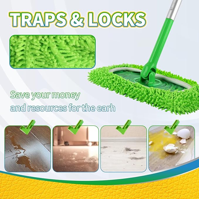 ZHAYAO 6Pcs Reusable Microfiber Mop Pads Compatible with Swiffer Sweeper, Wet and Dry Flat mop Cover, Replacement Sweeping Mopping pad Refills for Surface/Hardwood Floor Cleaning