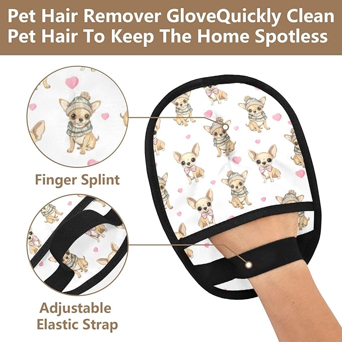 Chihuahua Pet Hair Removal Glove for Cats & Dogs Reusable Pet Hair Removal Glove pet Hair Electrostatic Gloves