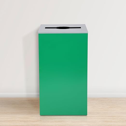 Alpine Industries Mixed Lid 29 Gallon Sturdy Steel Cube Recycling Container, Square Opening - 3 Color Cans Available Sold Separately (Lid Mixed Opening)
