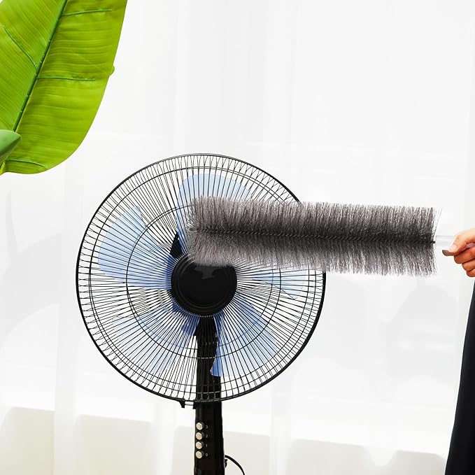 Sliner 2 Pcs Cobweb Duster Bendable Fan Duster Plastic Dust Cleaner Reusable Head Ceiling Brush Microfiber Dirt Remover for Fan Air Conditioning Home Vents Shutters (Gray)