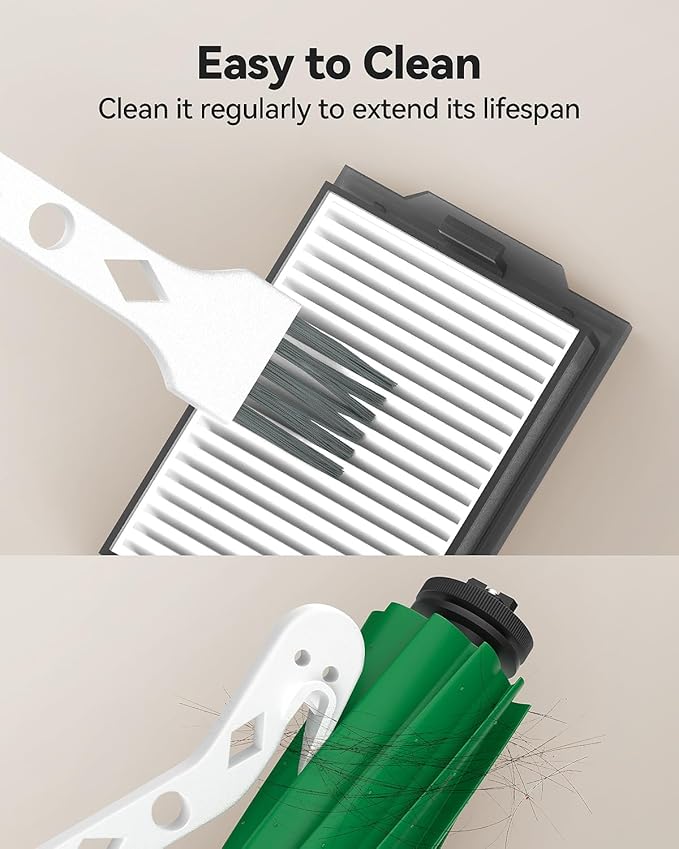 Leemone 8 Pcs Replacement Parts for iRobot Roomba Plus 405 & 505 Combo Robot Vacuum Cleaner, Roomba 505 Combo Accessories Kit with 1 Main Brush, 3 Filter, 3 Side Brushes, 1 Cleaning Brush