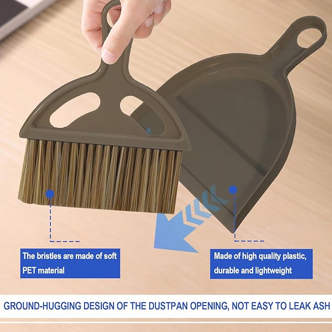 BSMstone Mini Broom and Dustpan Set Hand Broom with Dustpan Portable Housekeeping Cleaning Tools for Desk,Counter,Sofa,Kitchen,Office,Nest (Coffee)