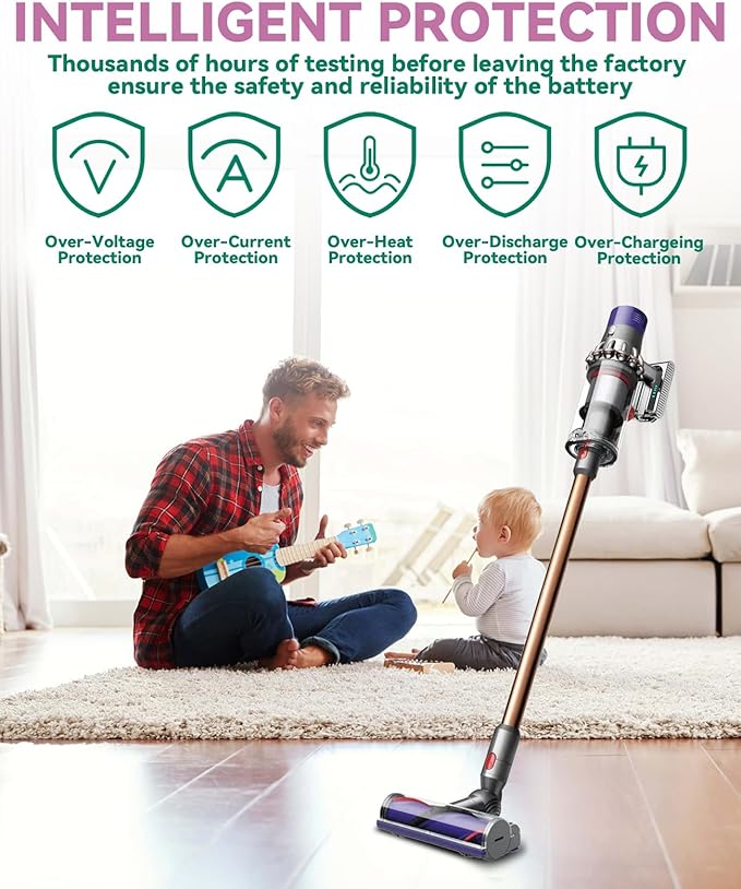 Replacement for dyson v10 battery SV12 7-Cell 206340 Battery 7000mAh Compatible with V10 Animal V10 Absolute Fluffy Motorhead SV12 Cordless Stick Vacuum Cleaner 25.2V 206340 969352-02 Carpet cat dog