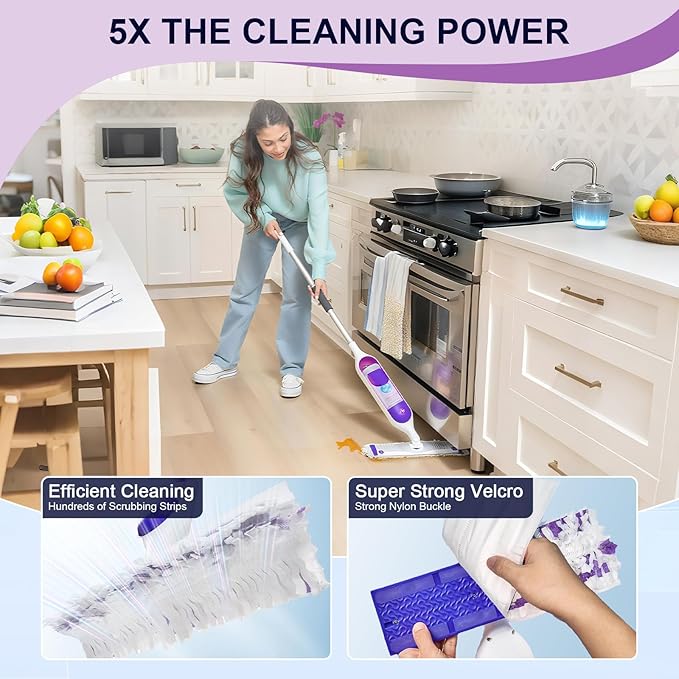 5X Cleaning Power Mop Pads for Swiffer Power Mop, Disposable Power Mop Pad Refills, Replacement Floor Cleaning Refills, Multi-Surface Wood Floor Replacement Pads (25)