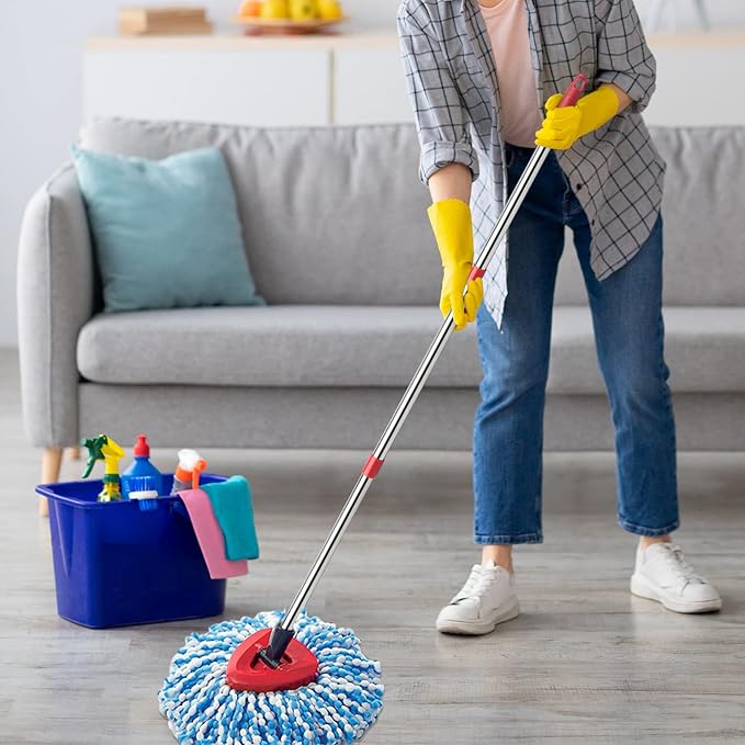 GRAREND 4-Section Spin Mop Replacement Handle, Mop Handle Compatible with Ocedar Spin Mop, 2.5-to-5 Foot Easy Cleaning Floor Mop Stick for Floor Cleaning