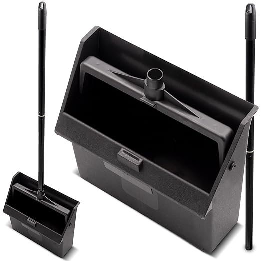 SPARTA Plastic Dust Pan, Upright Pan With 2 Piece Handle For Cleaning, 11 X 12 X 3.5 Inches, Black