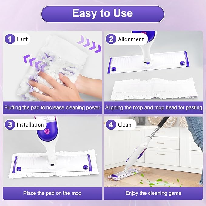 42 Count Disposable for Swiffer Power Mop Pads, 5X Cleaning Power Mop Refills, Replacement Floor Cleaning Refills, Non-Washable & Unscented for Floor Surface Cleaning