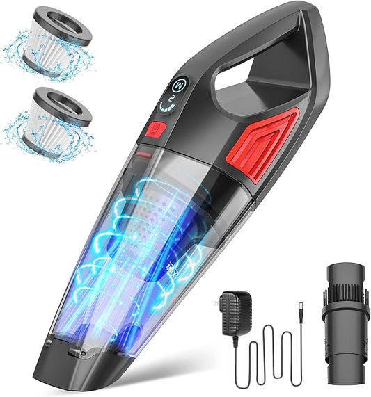 ATONEP Handheld Vacuum Cordless Cleaner,Powerful Portable and Dust Buster Hand Vcauum Rechargeable with Large-Capacity Battery for CarPetOfficeHome (Mixed Colors) (Red)