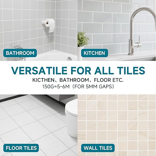 CARPOLY Tile Grout Repair Kit, Black Grout Filler for Bathroom, Kitchen, Rstore & Renew Tile Joints Line, Triple Protection, Fast Drying Shower Grout with Tools(Black, 5.29oz/150g)