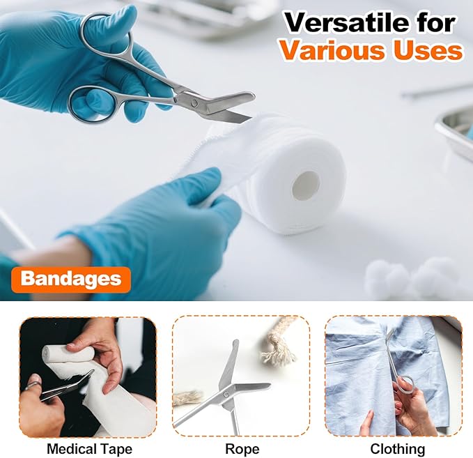 Lister Bandage Scissors Veterinary, 4.3" Trauma Shears, Stainless Steel Medical Scissors, with Curved and Blunt-end Design, Easy to Cut Bandage, Ideal for EMTs, Veterinarians, Paramedics and Nurses